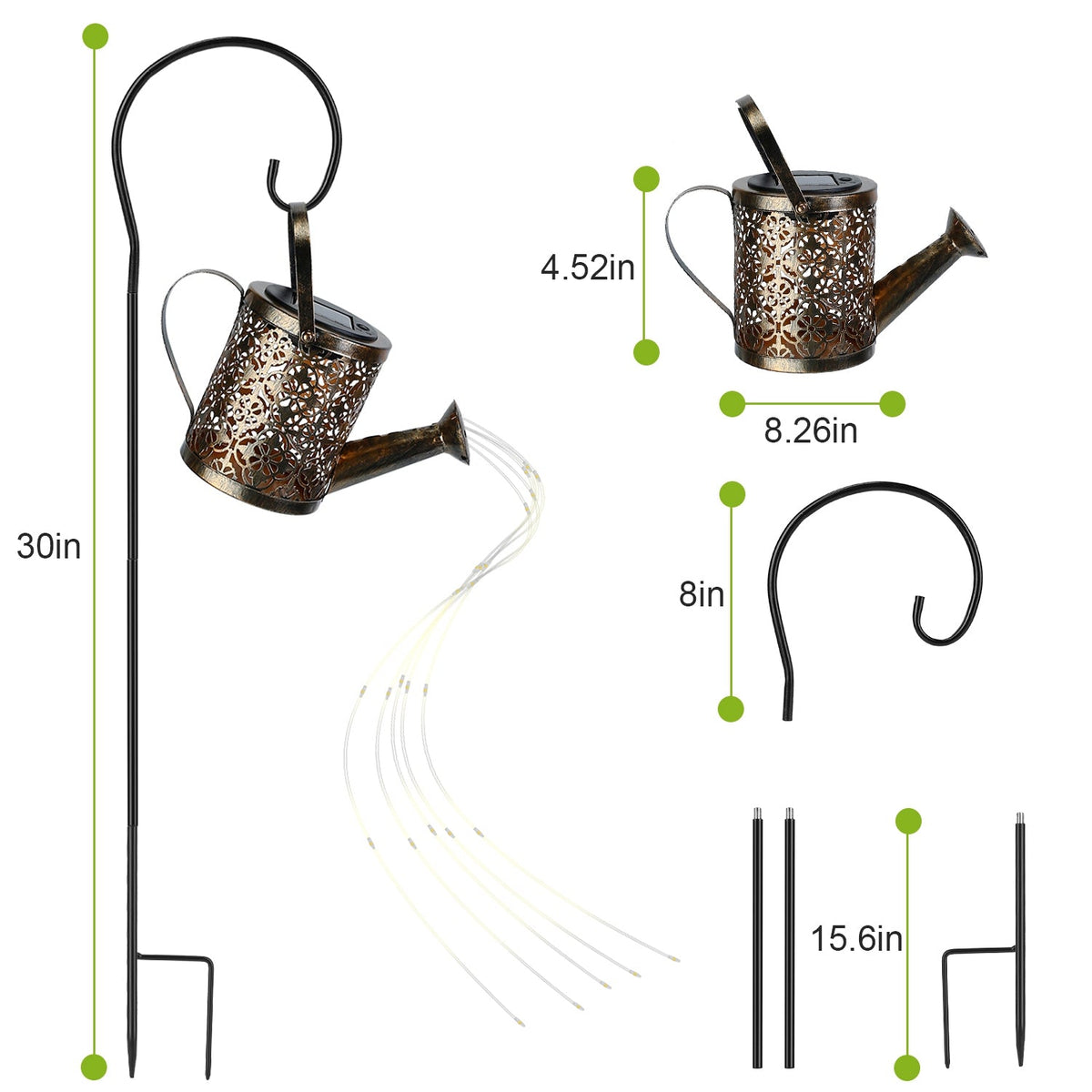 Solar Watering Can Powered String Light Hollow LED Watering Can Light Garden Fairy Decoration Solar Stake Lights For Pathway Yard Lawn Patio Landscape