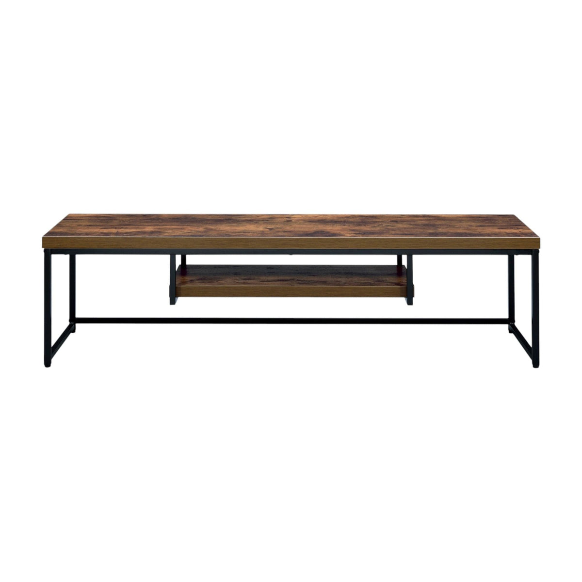 Compact TV Stand with Open Media Shelf - Light Brown or Dark Brown