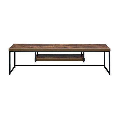 Compact TV Stand with Open Media Shelf - Light Brown or Dark Brown