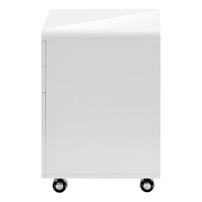 White Wood Rolling File Cabinet with Locking Storage Drawers - White