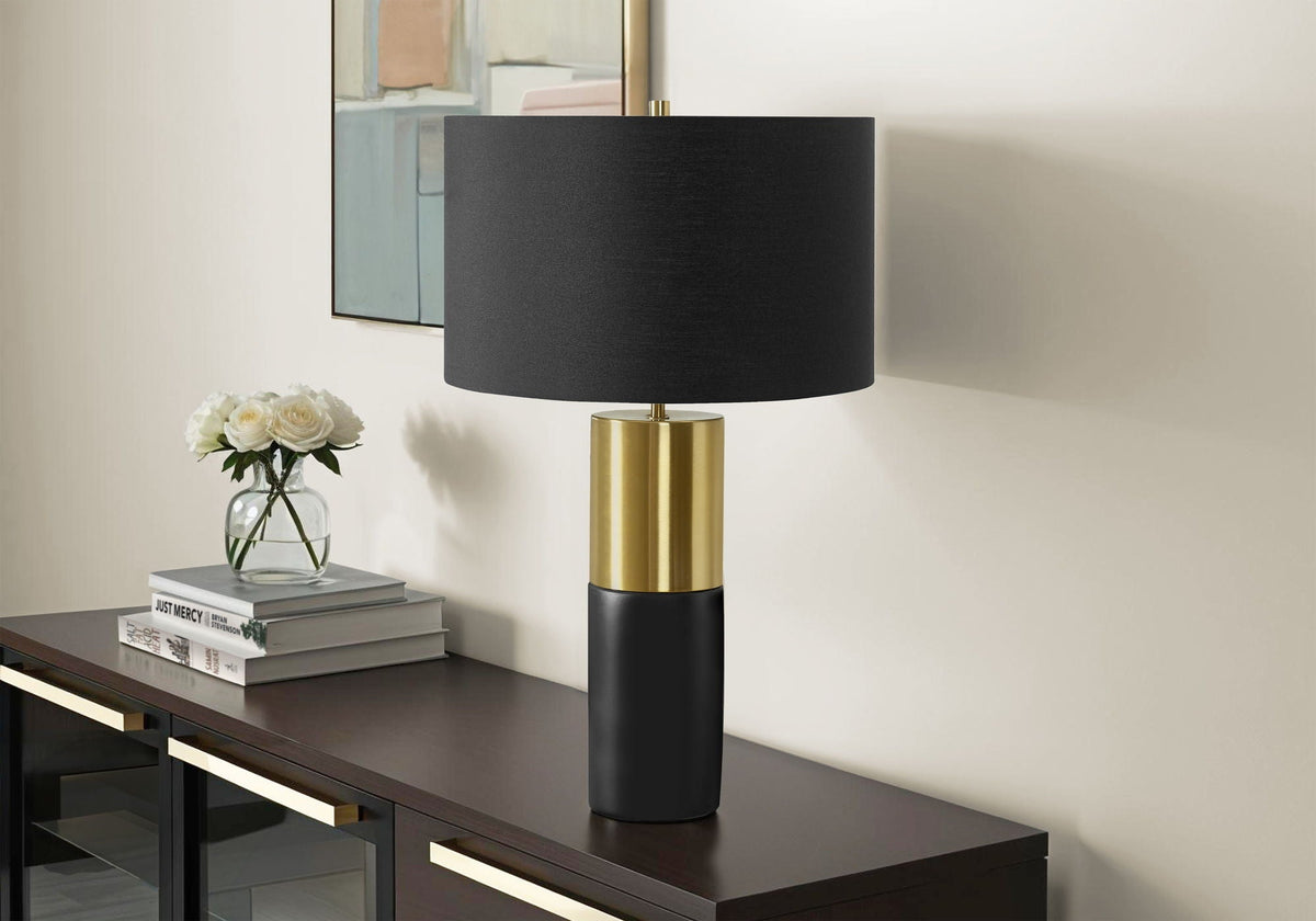 Contemporary Concrete Table Lamp with Adjustable Lighting - Black & Gold