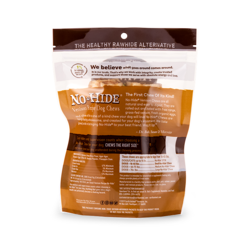 Earth Animal No Hide Small Venison Dog Rolls (2pk) (2.4oz)