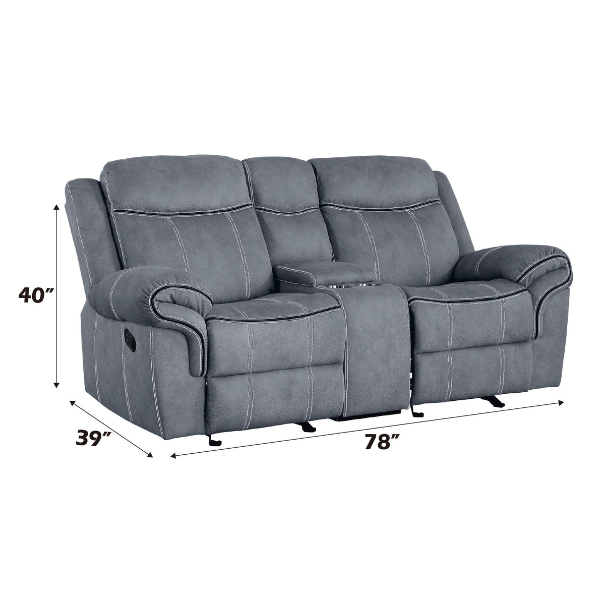 Two-Tone Reclining Loveseat with USB Console - Dark Gray or Dark Brown