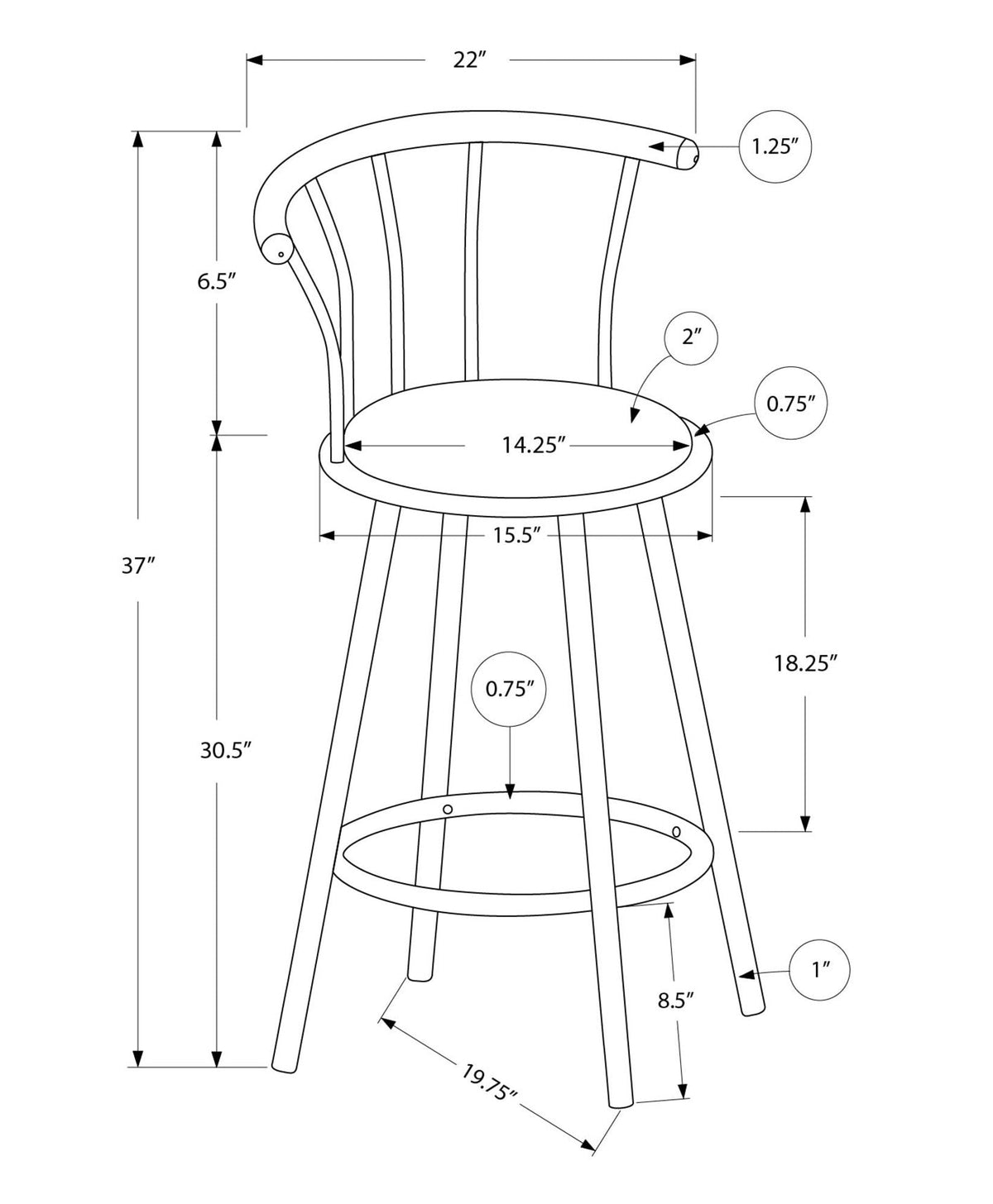Contemporary Modern Swivel Bar Stool Set with Full Back - White or Pearl Silver