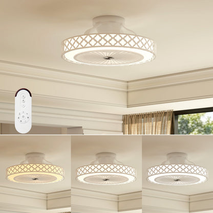 19 Inch Ceiling Fan with Light Low Profile Flush Mount Fan-White