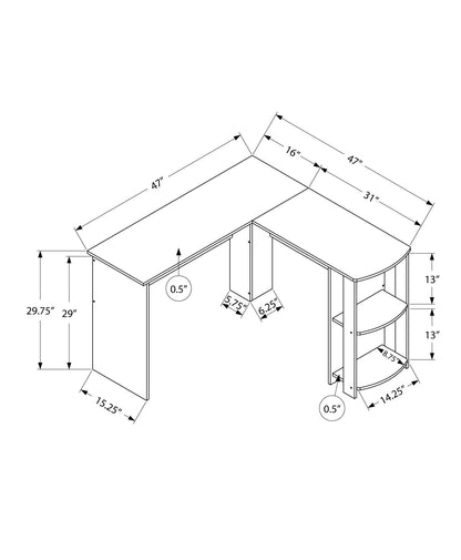 L-Shaped Corner Computer Desk with Storage Shelves - Wood Finish