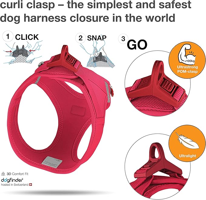 Curli Clasp Red Vest Harness