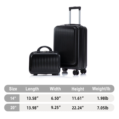 ABS Spinner Wheel Luggage Set with Cosmetic Case - Black