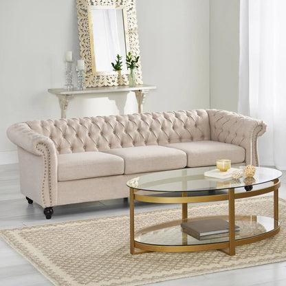 Chesterfield Style 3 Seater Sofa with Deep Button Tufting - Multiple Colors