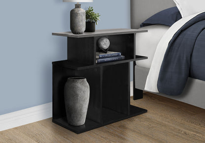 Black Accent Side Table with Six Open Shelves - Contemporary Wood