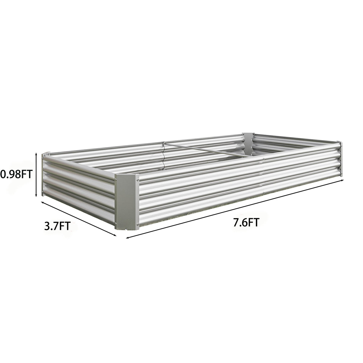 Metal Raised Garden Bed Kit with Anti-Rust Coating - Silver