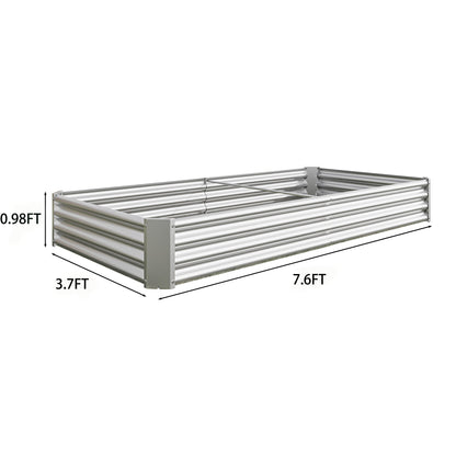 Metal Raised Garden Bed Kit with Anti-Rust Coating - Silver