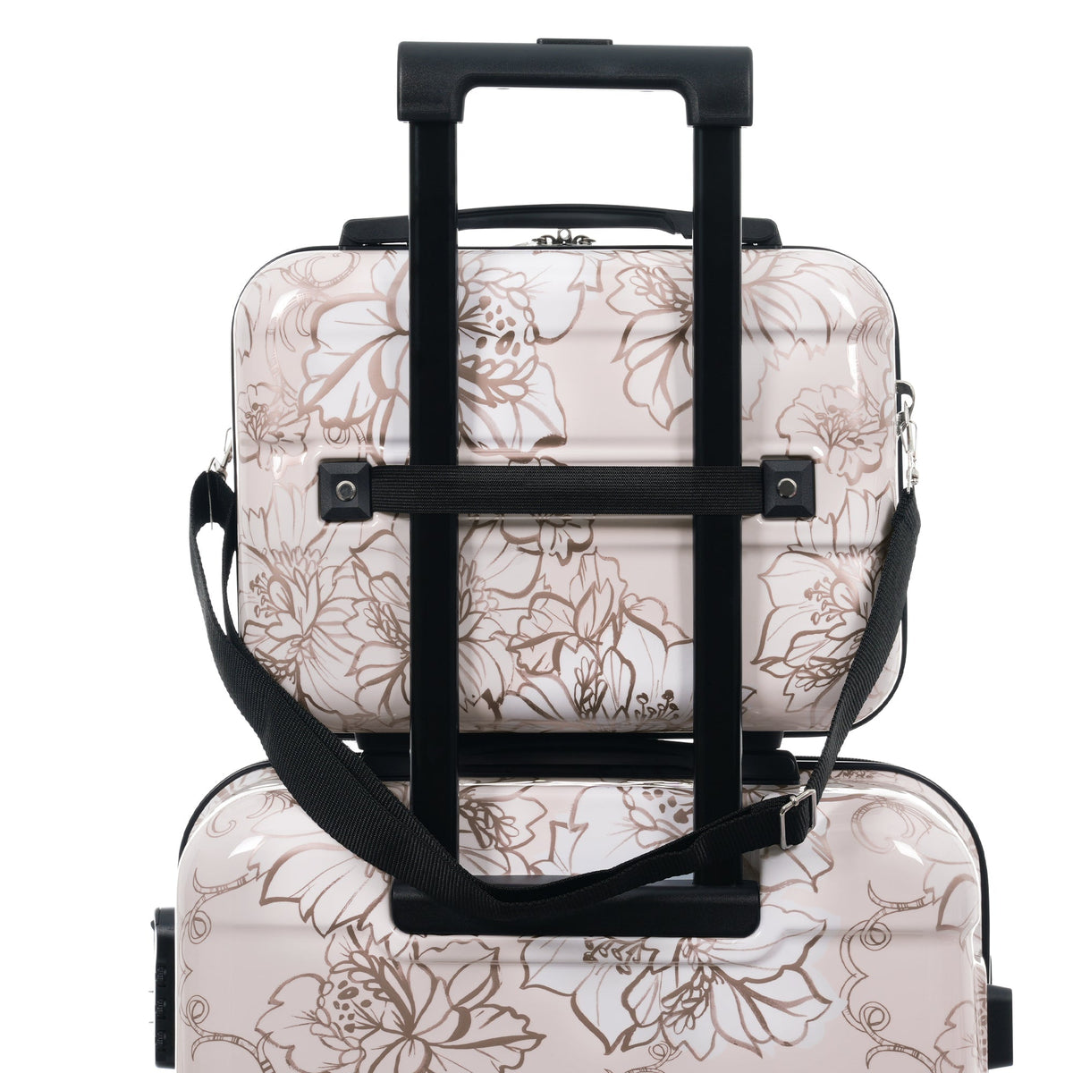 PC+ABS Hardside Luggage Set with Digital Lock - Pink Flower Print