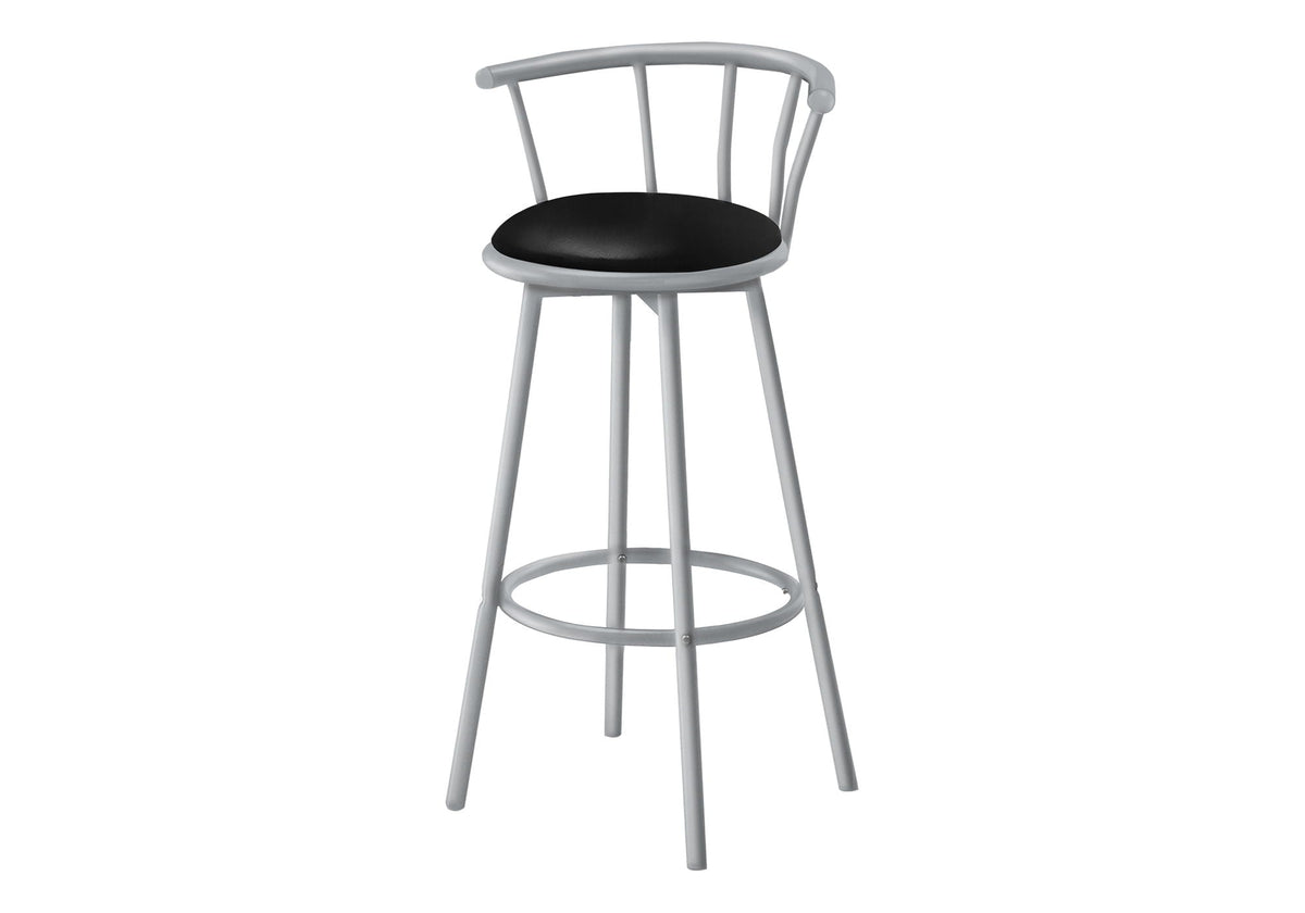 Contemporary Modern Swivel Bar Stool Set with Full Back - White or Pearl Silver