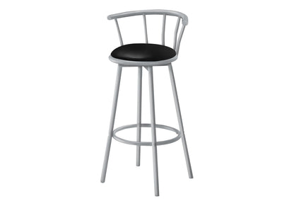 Contemporary Modern Swivel Bar Stool Set with Full Back - White or Pearl Silver