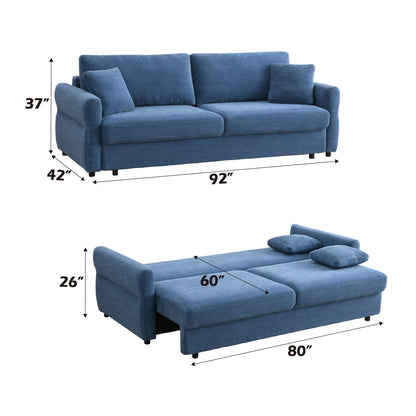 Haran Fabric Pull-Out Sleeper with Storage - Blue Fabric Sleeper Sofa