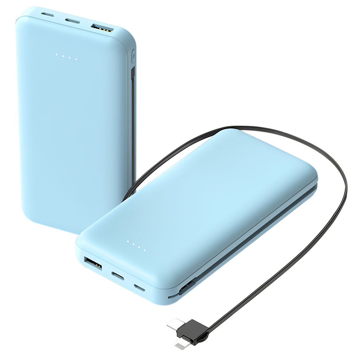 10000mAh Power Bank Portable Phone Charger External Battery Pack with LT & Type-C Double-ended Cable Type-C USB Cable Fit For IOSPhone 14 Android And