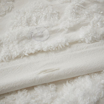 King/Cal King 3 Piece Tufted Cotton Chenille Damask Duvet Cover Set - Off-White