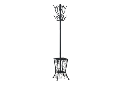 Transitional Black Freestanding Coat Rack with 8 Hooks - Black