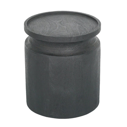 Black Wooden Cylinder Side Table
