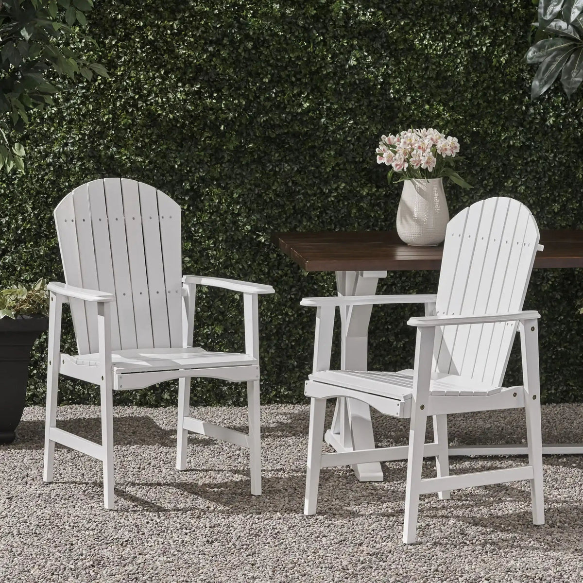 Weather Resistant Acacia Wood Adirondack Dining Chairs Set of 2 - Multiple Colors