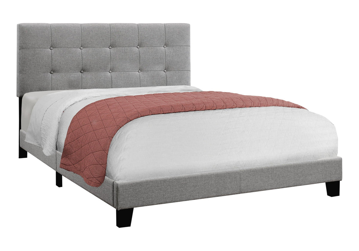 Transitional Upholstered Bed Frame with Tufted Fabric - Multiple Colors