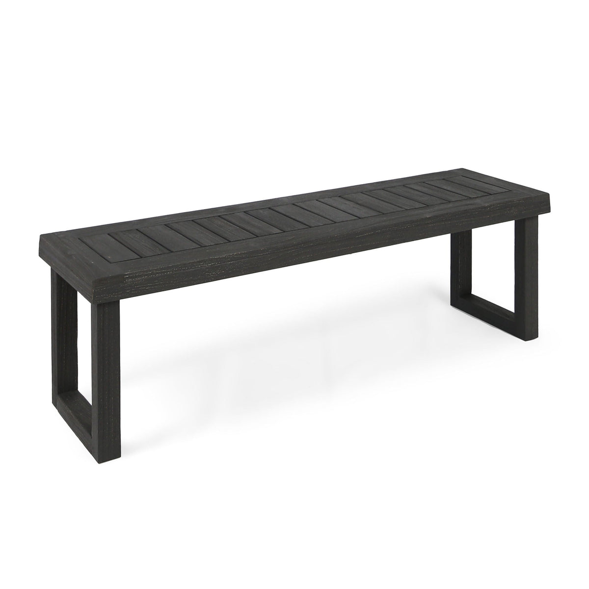 Outdoor Bench with Slat Panel Top and Base - Dark Gray