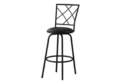 Bar Height Swivel Stool Set of 2 with Full Back - Black