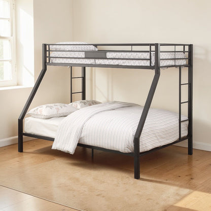 Limbra Spacious Design Double Bunk Bed with Metal Frame - Black or Dark Brown