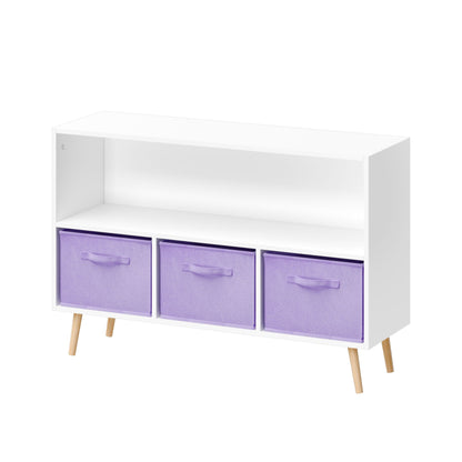 Bookcase With Collapsible Drawers Organizer - Gray, Pink, or Purple