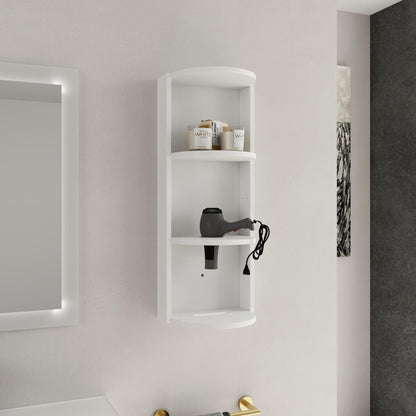Bathroom Wall Mounted Storage Rack with Floating Design - Light Brown or White