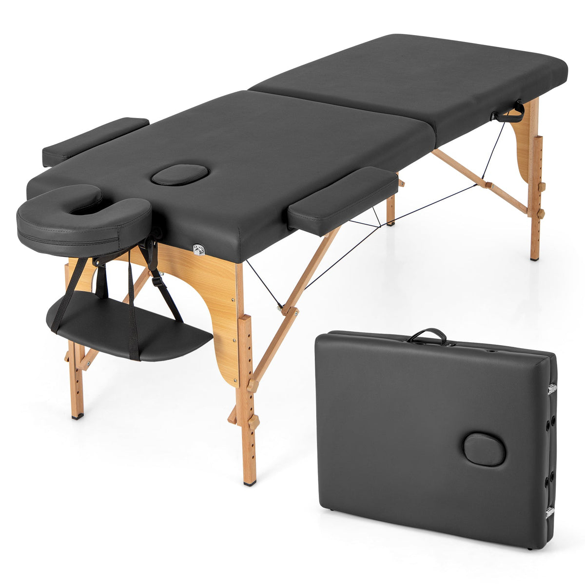 84 Inch Foldable Massage Table with Carrying Bag and Height Adjustable