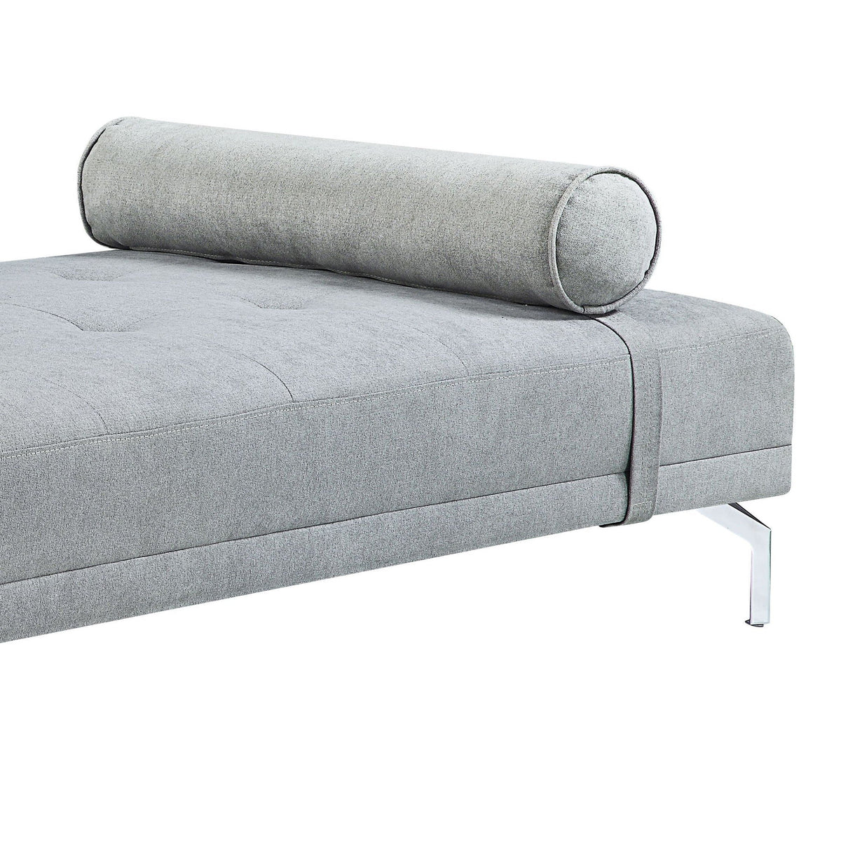 Gray Velvet Sofa Bed with Pillow - Convertible Chaise