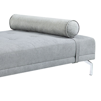 Gray Velvet Sofa Bed with Pillow - Convertible Chaise