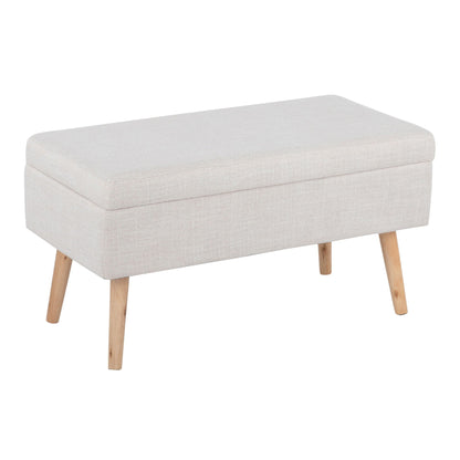 Contemporary Storage Bench with Flip-Top Lid - Beige