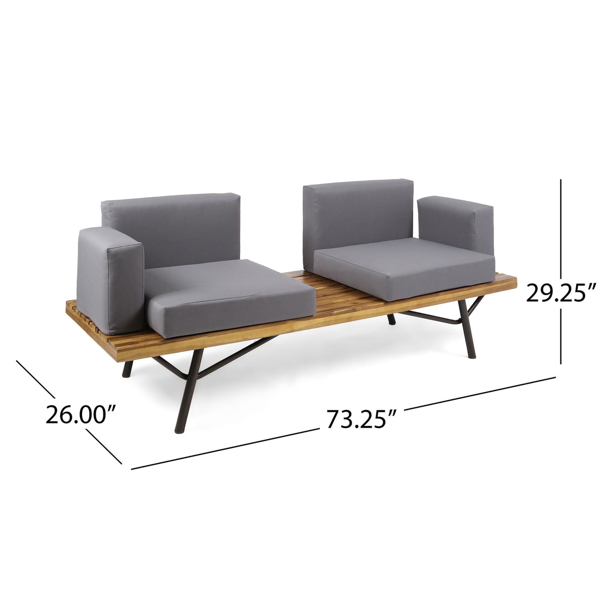 2 Piece Patio Set with Loveseat and Coffee Table - Natural Dark Gray
