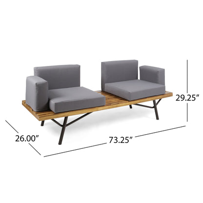2 Piece Patio Set with Loveseat and Coffee Table - Natural Dark Gray