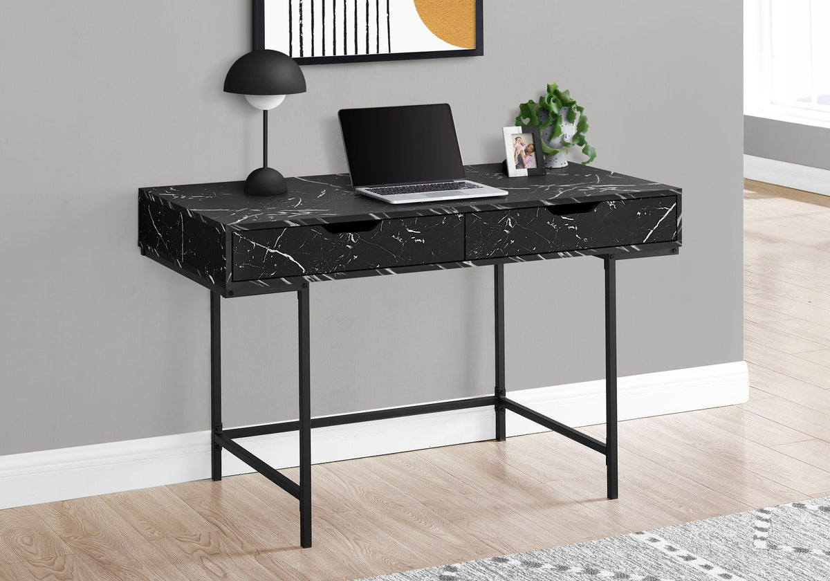 Marble Look Computer Desk with Storage Drawers - Light Brown, White, or Black