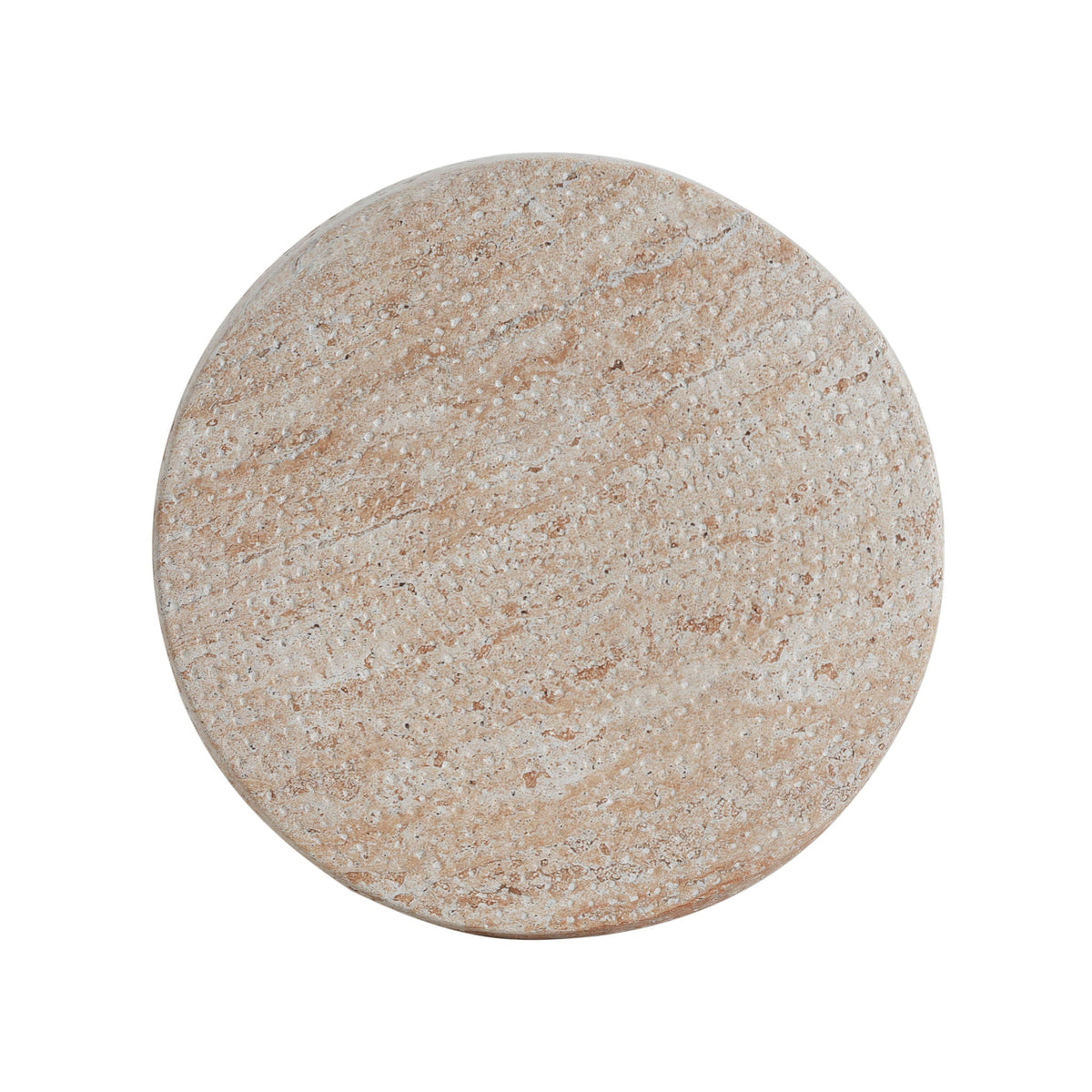 Lightweight Concrete Outdoor Side Table with Travertine Finish - Beige
