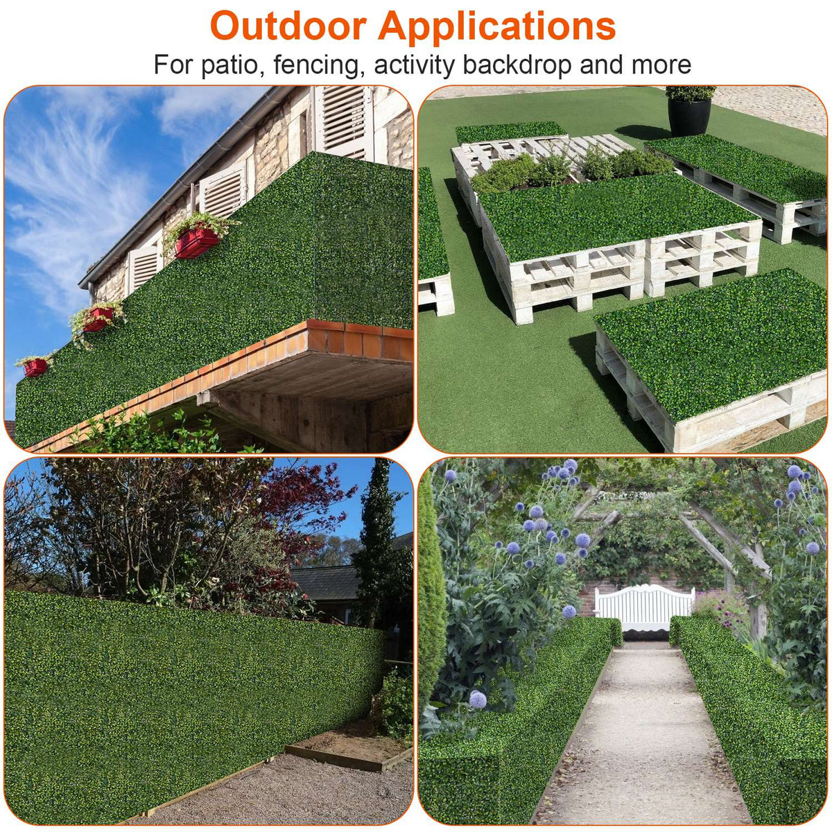 12PCS Boxwood Hedge Panels – Artificial Grass Wall & Privacy Screen