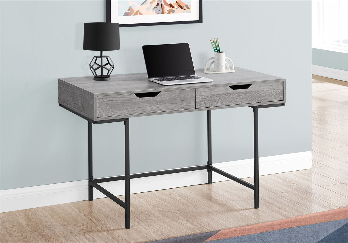 Contemporary Computer Desk with Storage Drawers - Stone-Look Finish