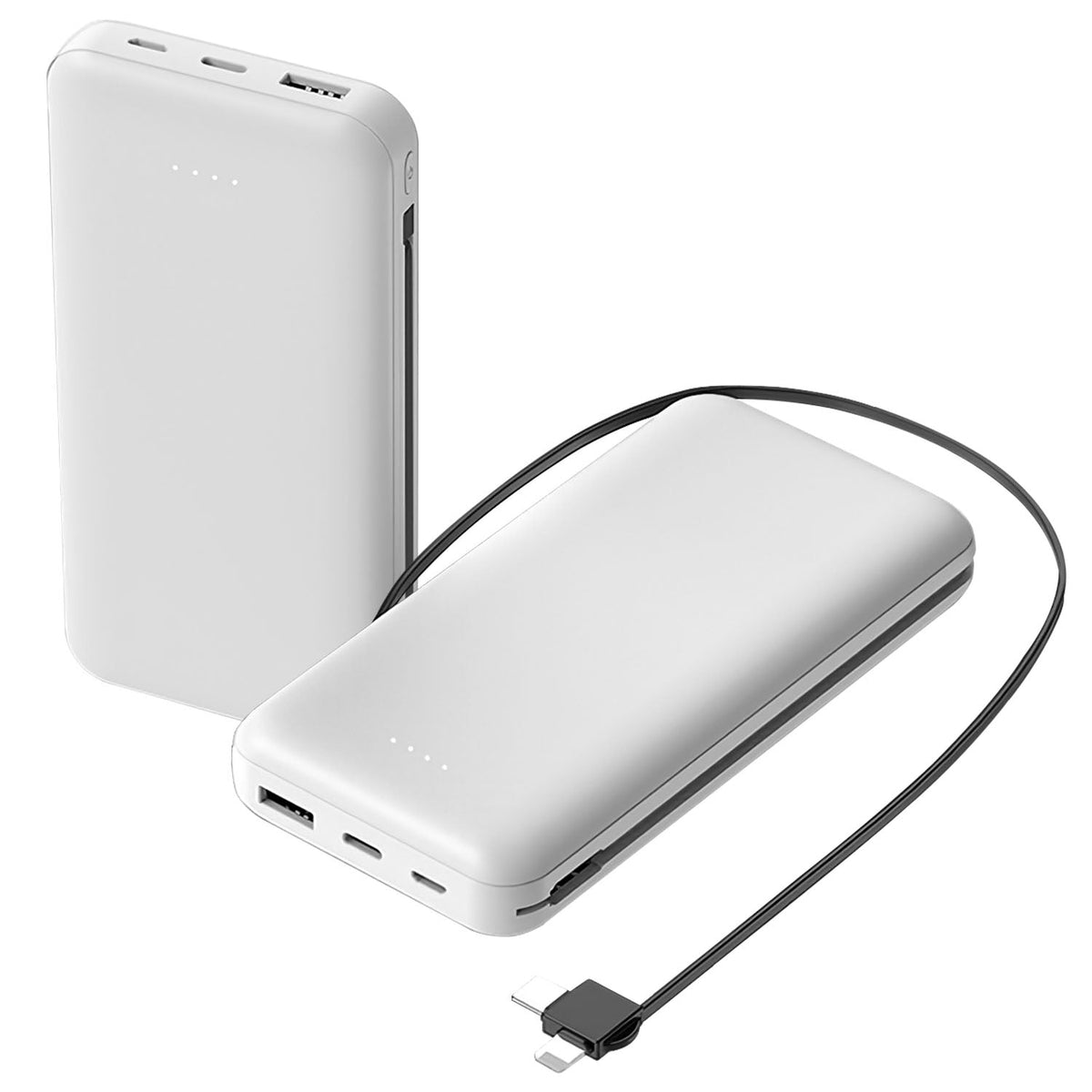 10000mAh Power Bank Portable Phone Charger External Battery Pack with LT & Type-C Double-ended Cable Type-C USB Cable Fit For IOSPhone 14 Android And