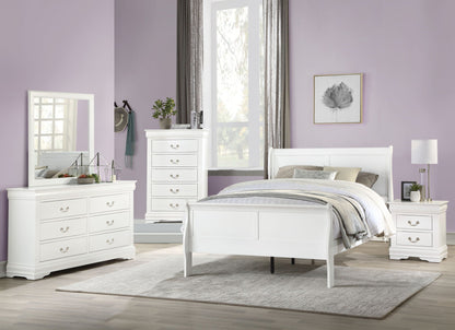 Louis Philippe Sleigh Style Bed with Classic Wood Construction - Multiple Colors
