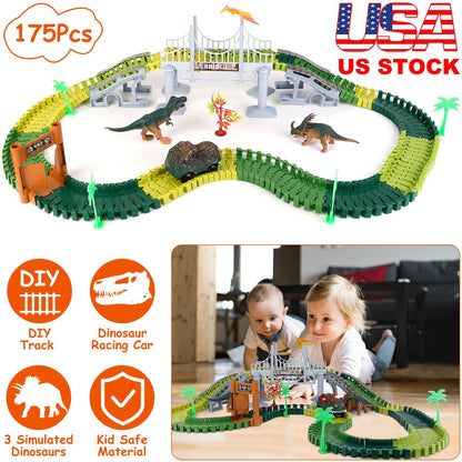 GBruno 175Pcs Dinosaur Race Track Set