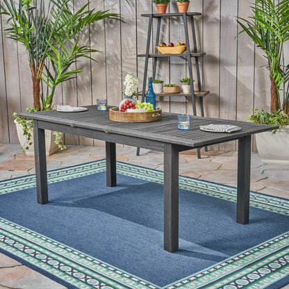 Outdoor Expandable Dining Table with Square Legs - Dark Gray or Light Brown