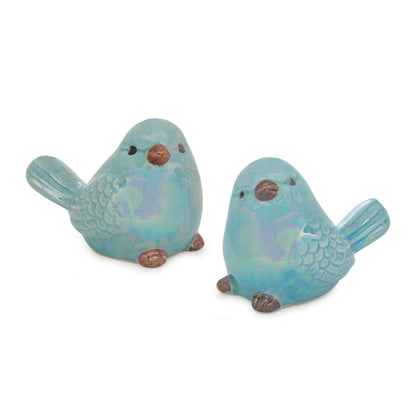 Irredescent bird figurine (set of 6)