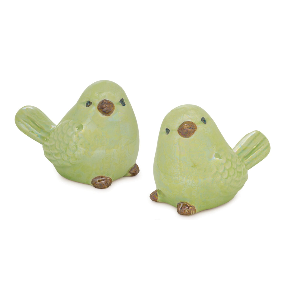 Irredescent ceramic bird figurine (set of 6)