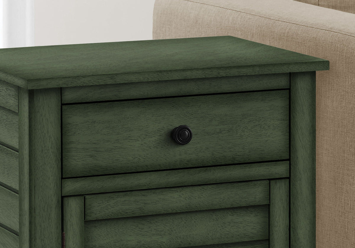 Accent Nightstand with Storage Drawer - Transitional Style - Black, Gray or Dark Green