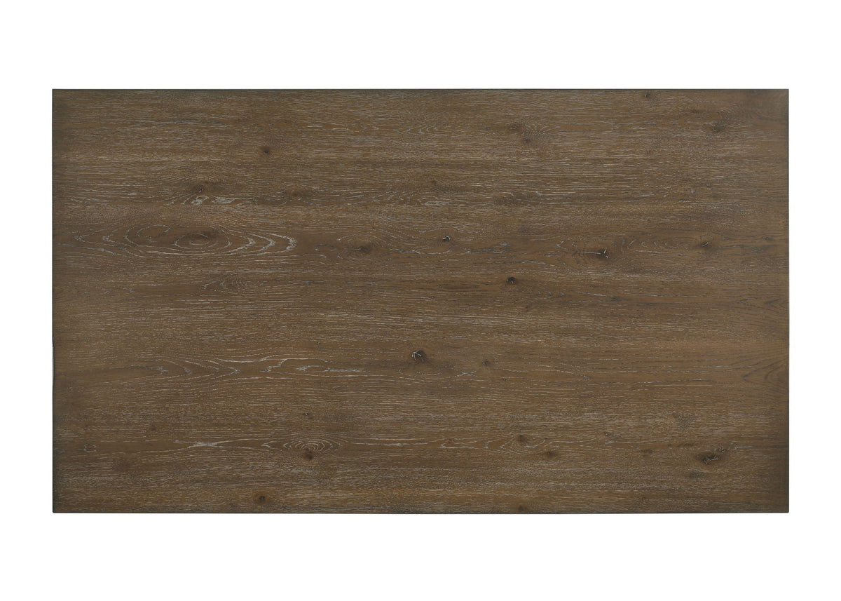 Farren Weathered Oak Dining Table with Durable Wood Construction - Dark Brown
