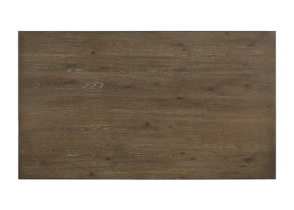 Farren Weathered Oak Dining Table with Durable Wood Construction - Dark Brown